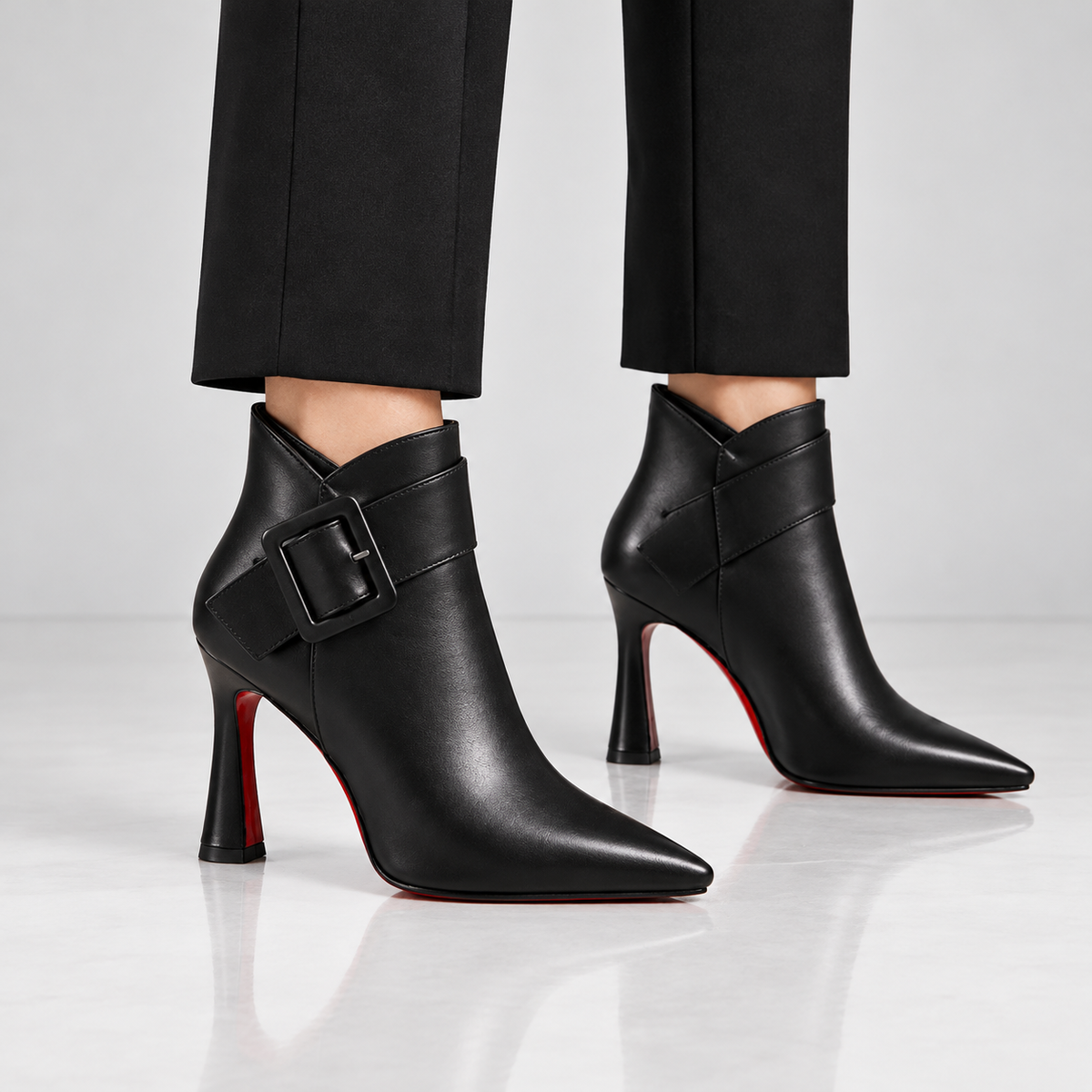 Raina - Leather Buckle Ankle Boots