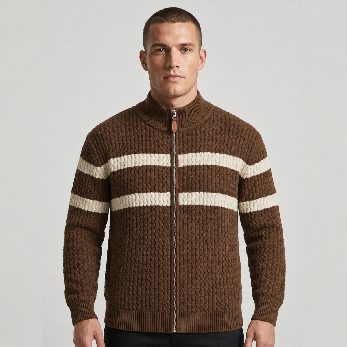 Isaac - Textured Cable Knit Cardigan