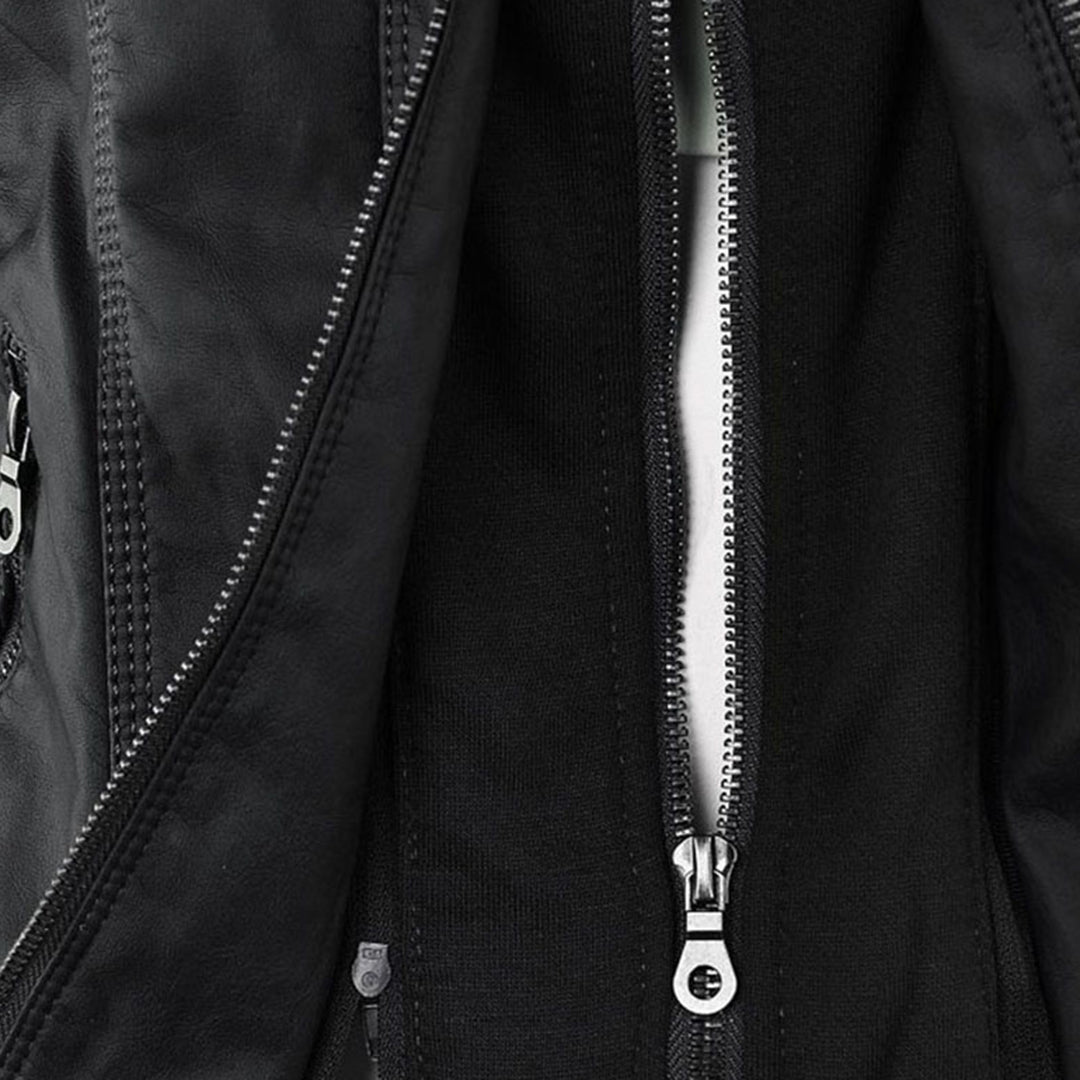 Cecille – Modern Leather Jacket with Hood