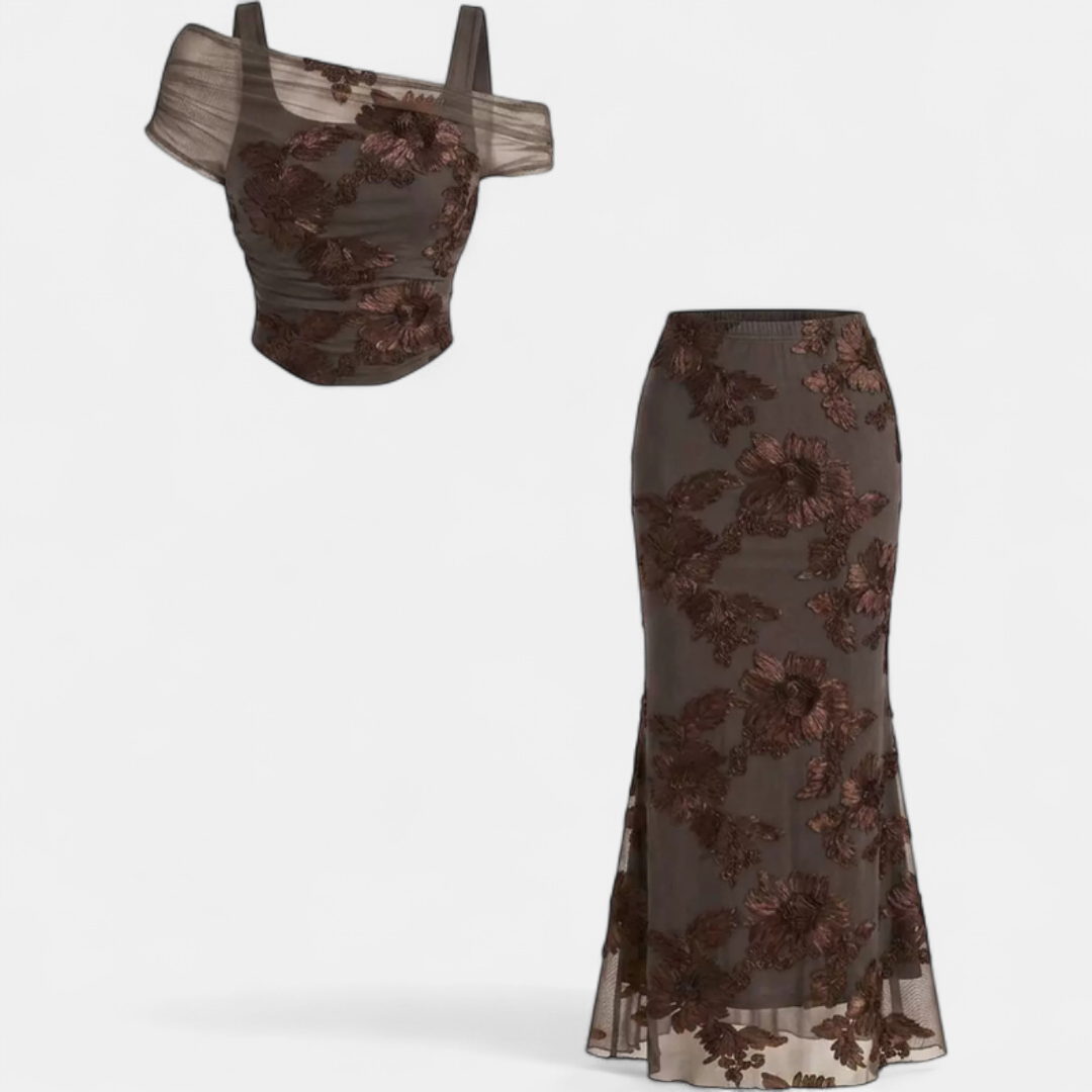 Vivienne – Mesh Embroidered Evening Set