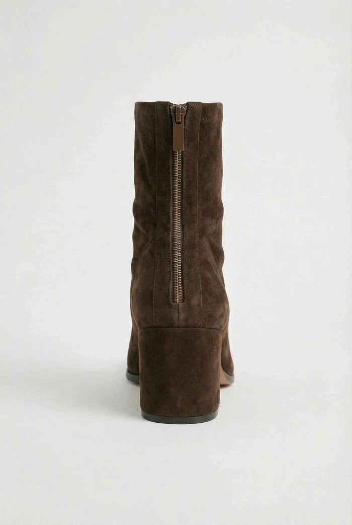 Camille - Square-Toe Suede Ankle Boots