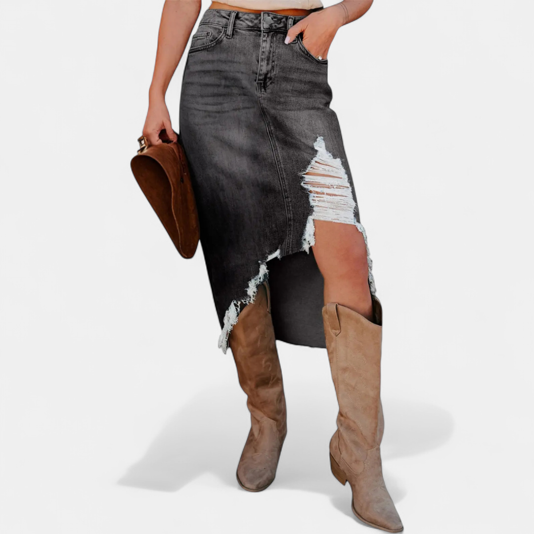 Blake - Relaxed High-Waist Denim Maxi Skirt