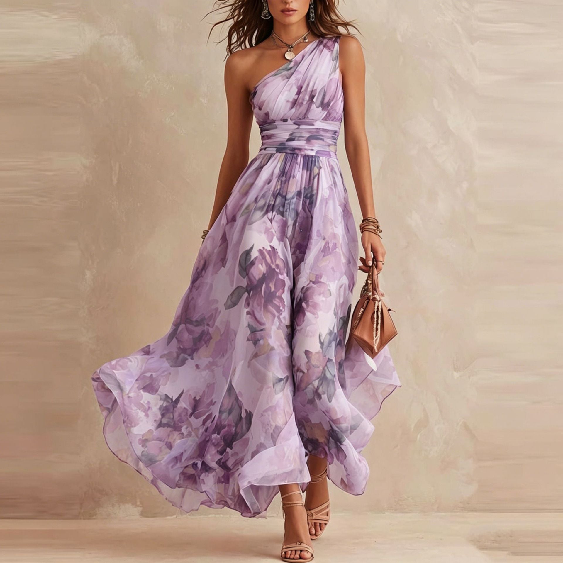 Frances - One-Shoulder Chiffon Dress