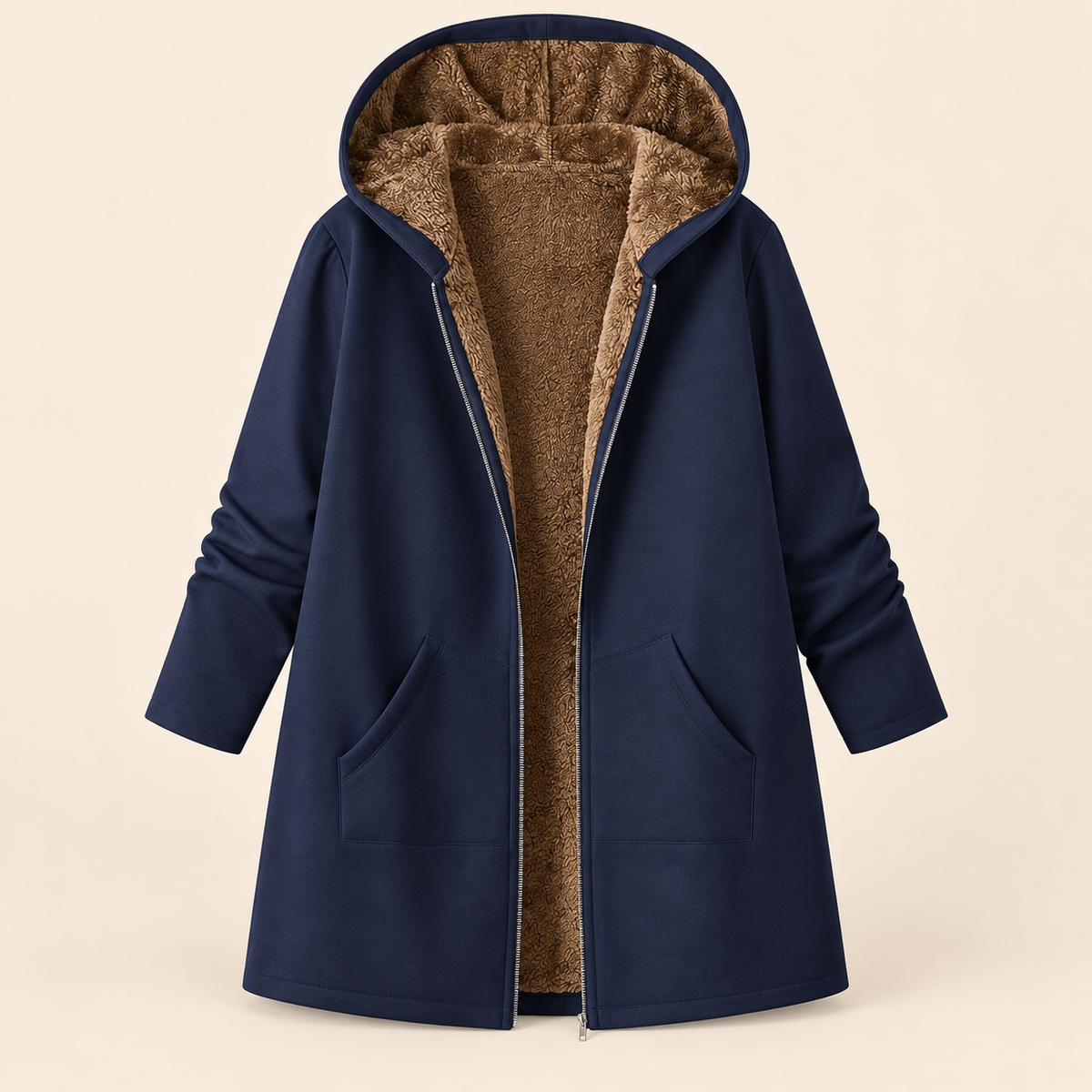 Lyra – Cozy Sherpa-Lined Hooded Coat