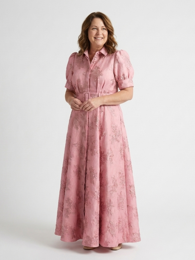 Phoebe - Short Sleeve Waist Maxi Shirt Dress