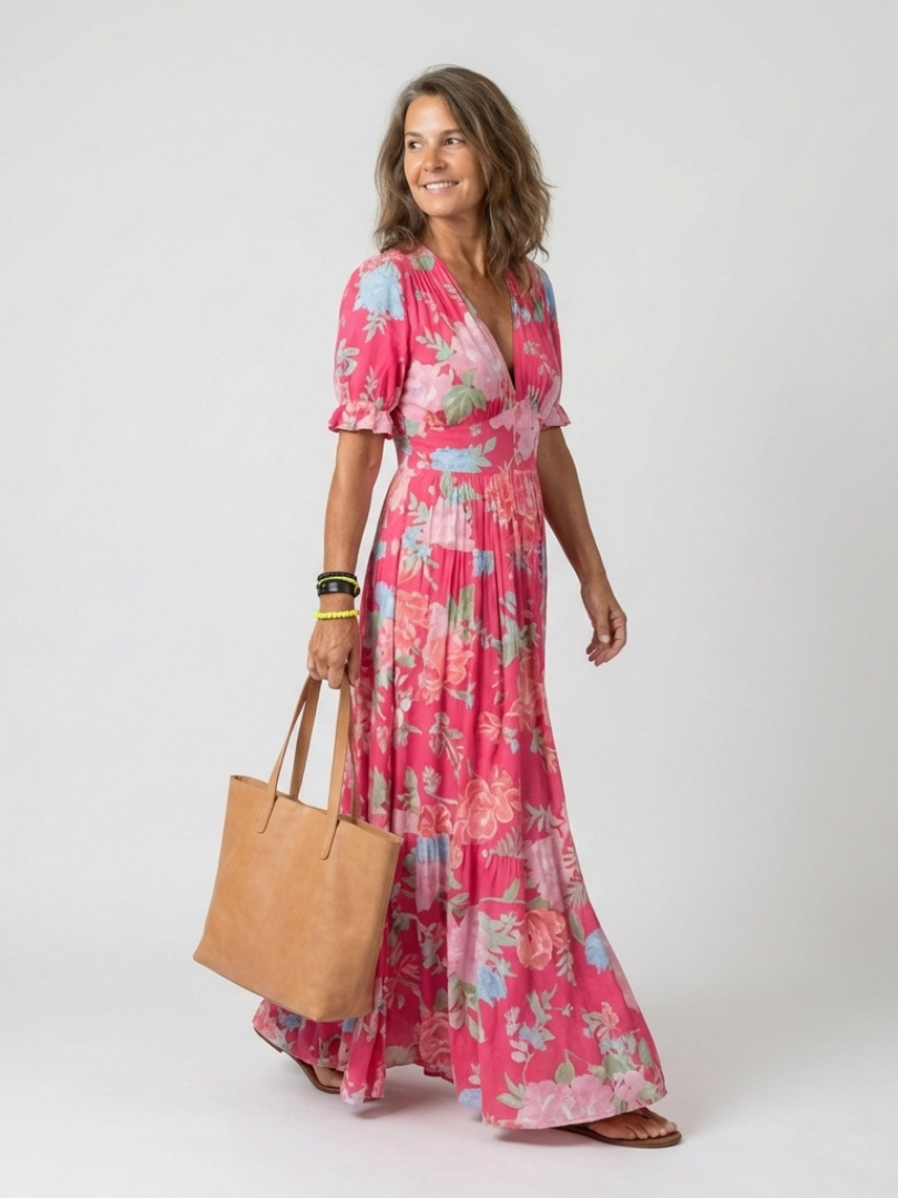 Lana - Sleeveless V-Neck Floral Midi Dress
