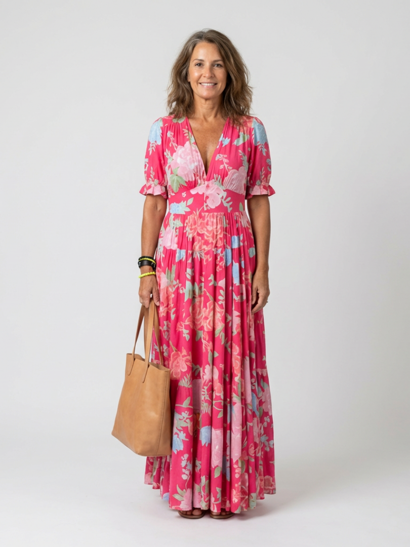 Lana - Sleeveless V-Neck Floral Midi Dress