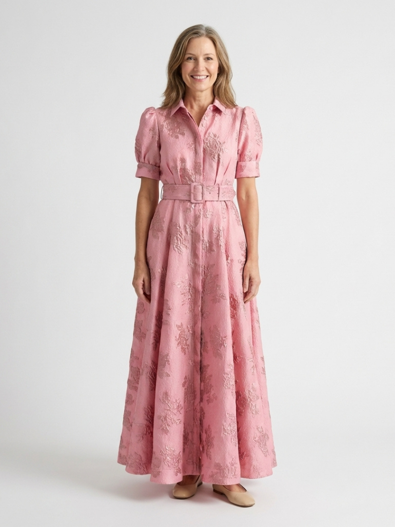 Phoebe - Short Sleeve Waist Maxi Shirt Dress