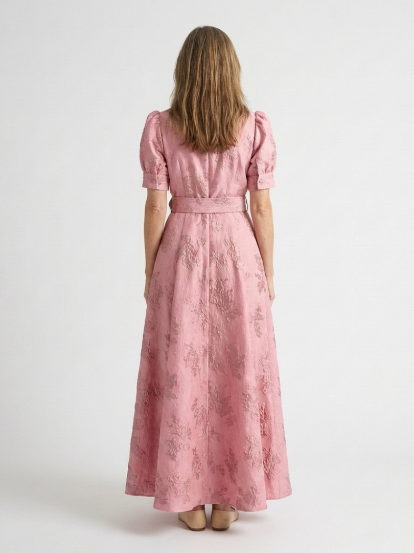 Phoebe - Short Sleeve Waist Maxi Shirt Dress