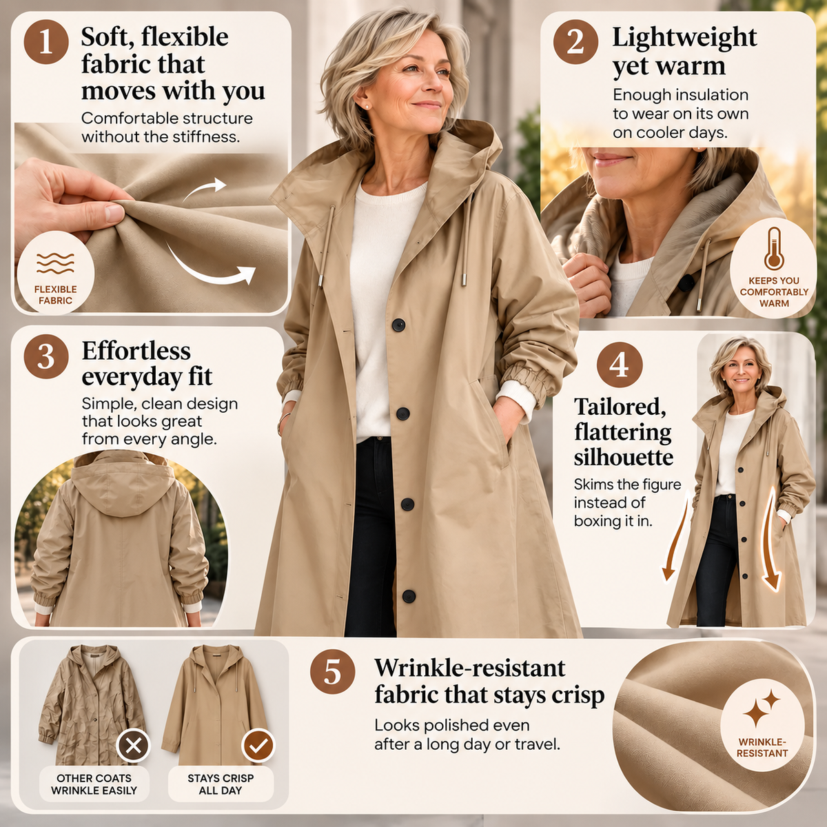 Briana – Hooded Longline Trench Coat