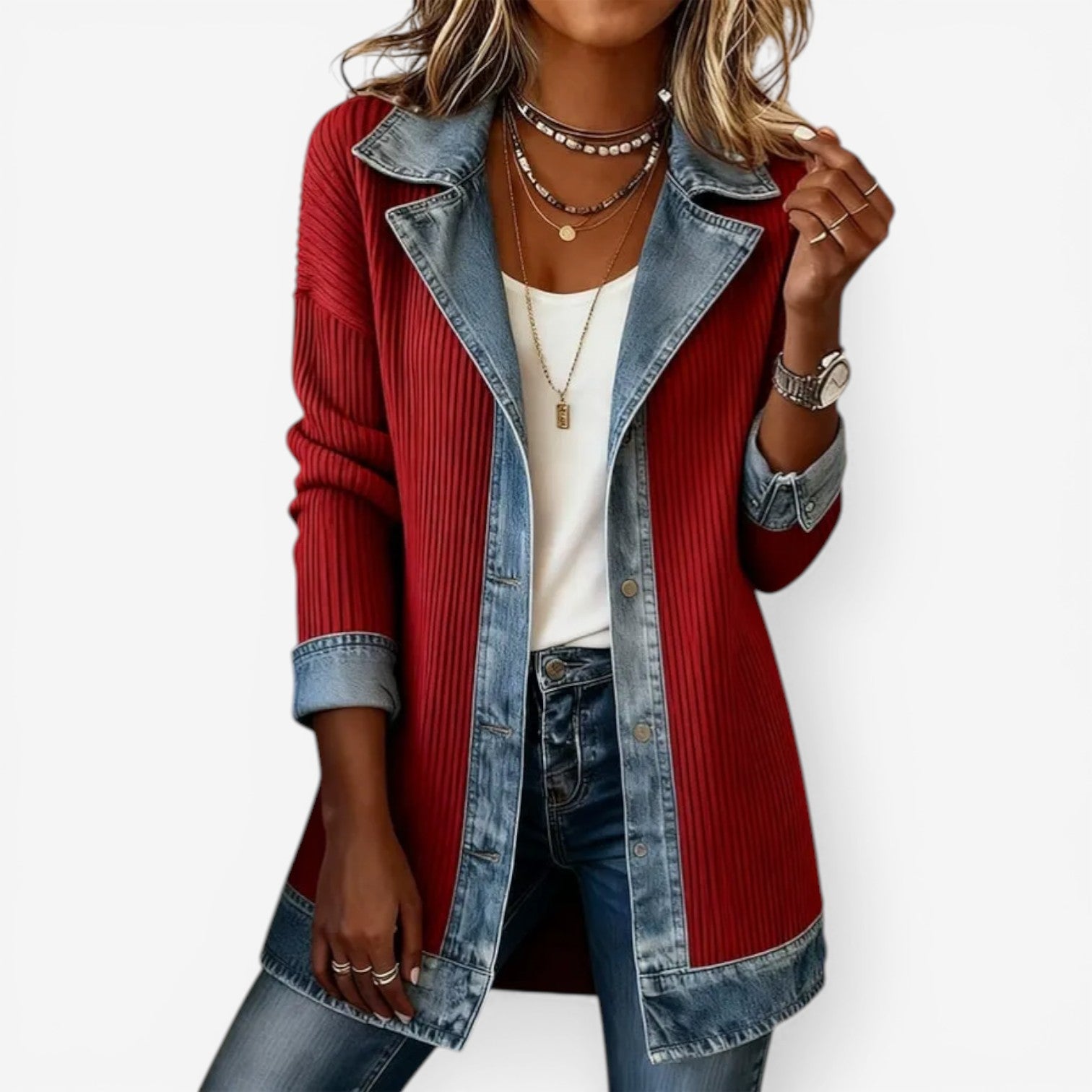 Marice - Relaxed Denim Knit Jacket