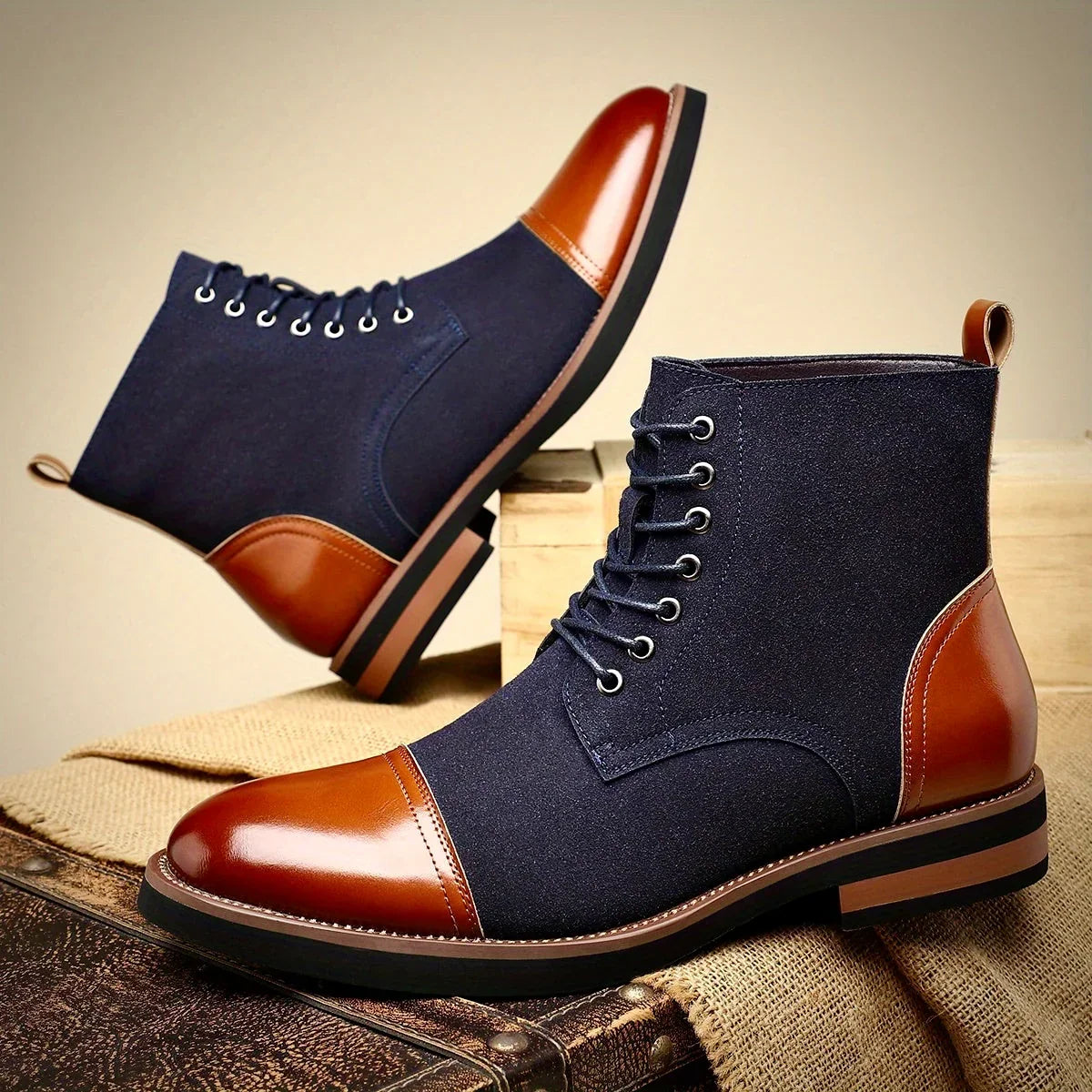 Bryce – Two-Tone Oxford Leather Boots