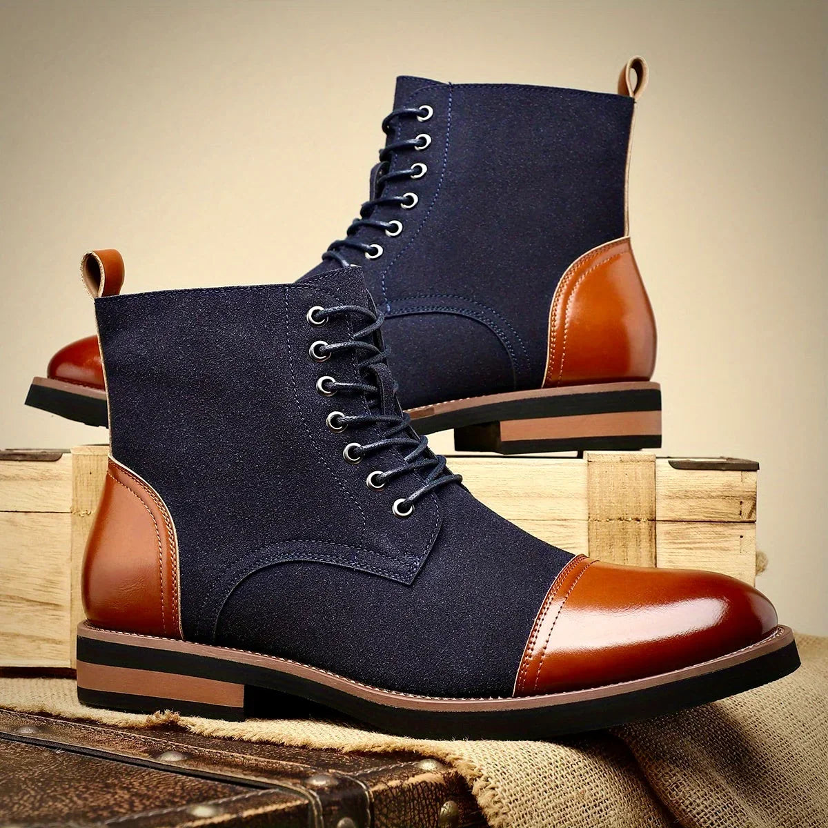 Bryce – Two-Tone Oxford Leather Boots