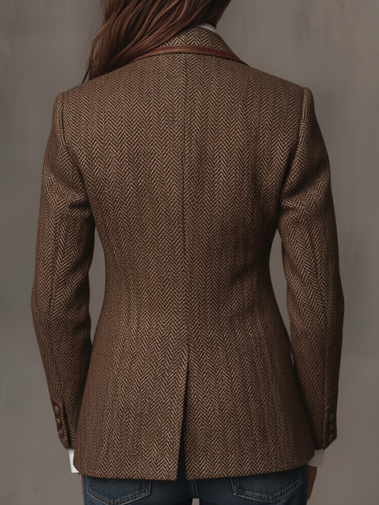 Alessia - Women's Herringbone Printed Panel Blazer