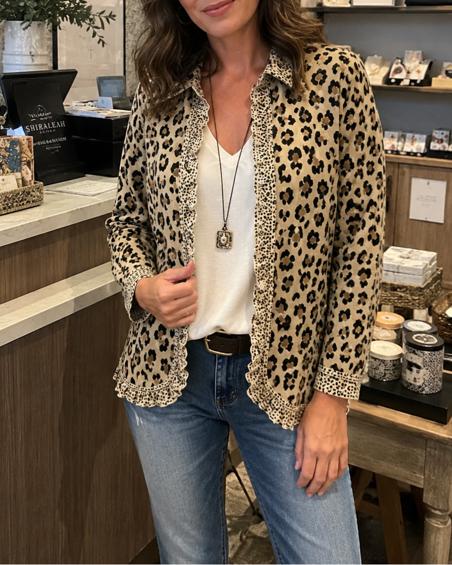 Helen - Leopard Print Ruffle Shacket