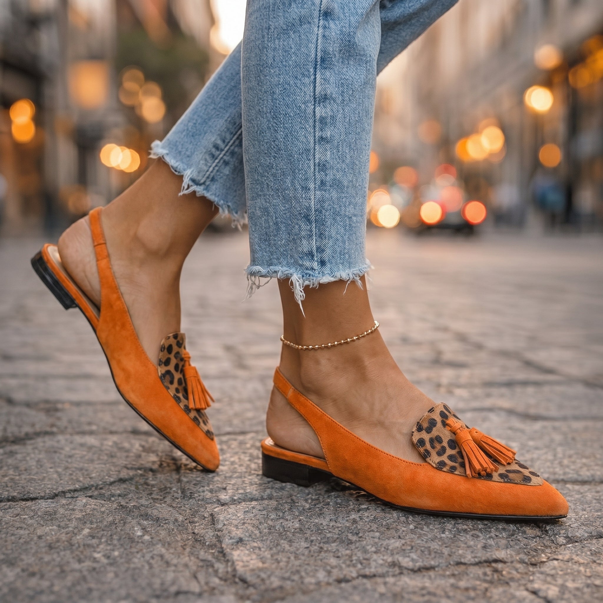 Pola - Suede-Look Sandals with Tassel Straps
