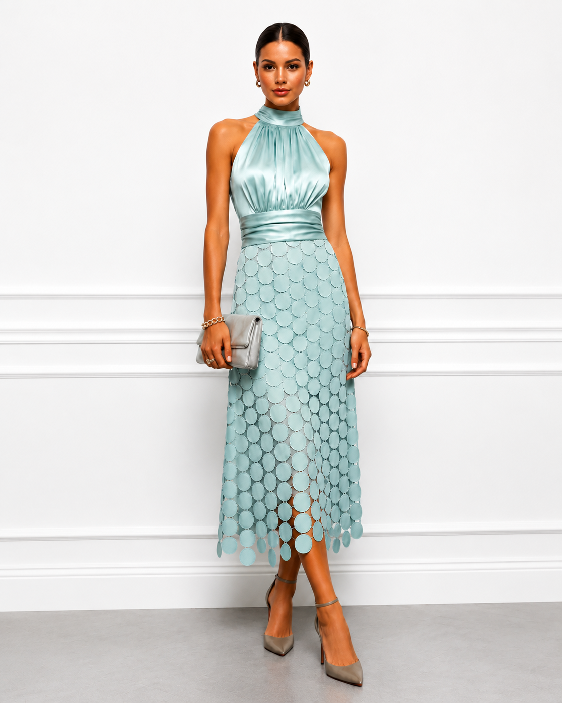 Amanda - Elegant Halter Midi Dress