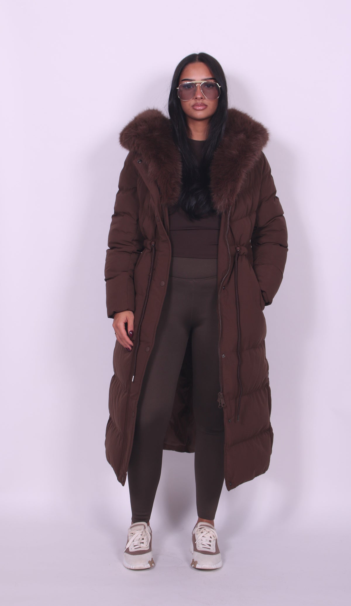 Samara – Faux-Fur Hooded Longline Coat