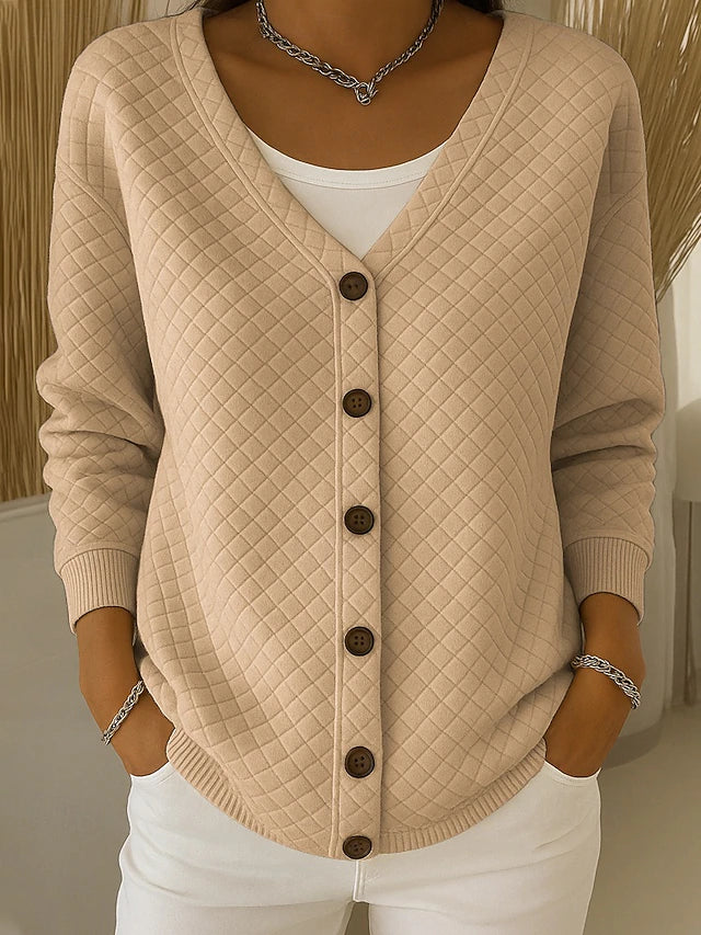 Monroe – Quilted Button-Up Knit Cardigan