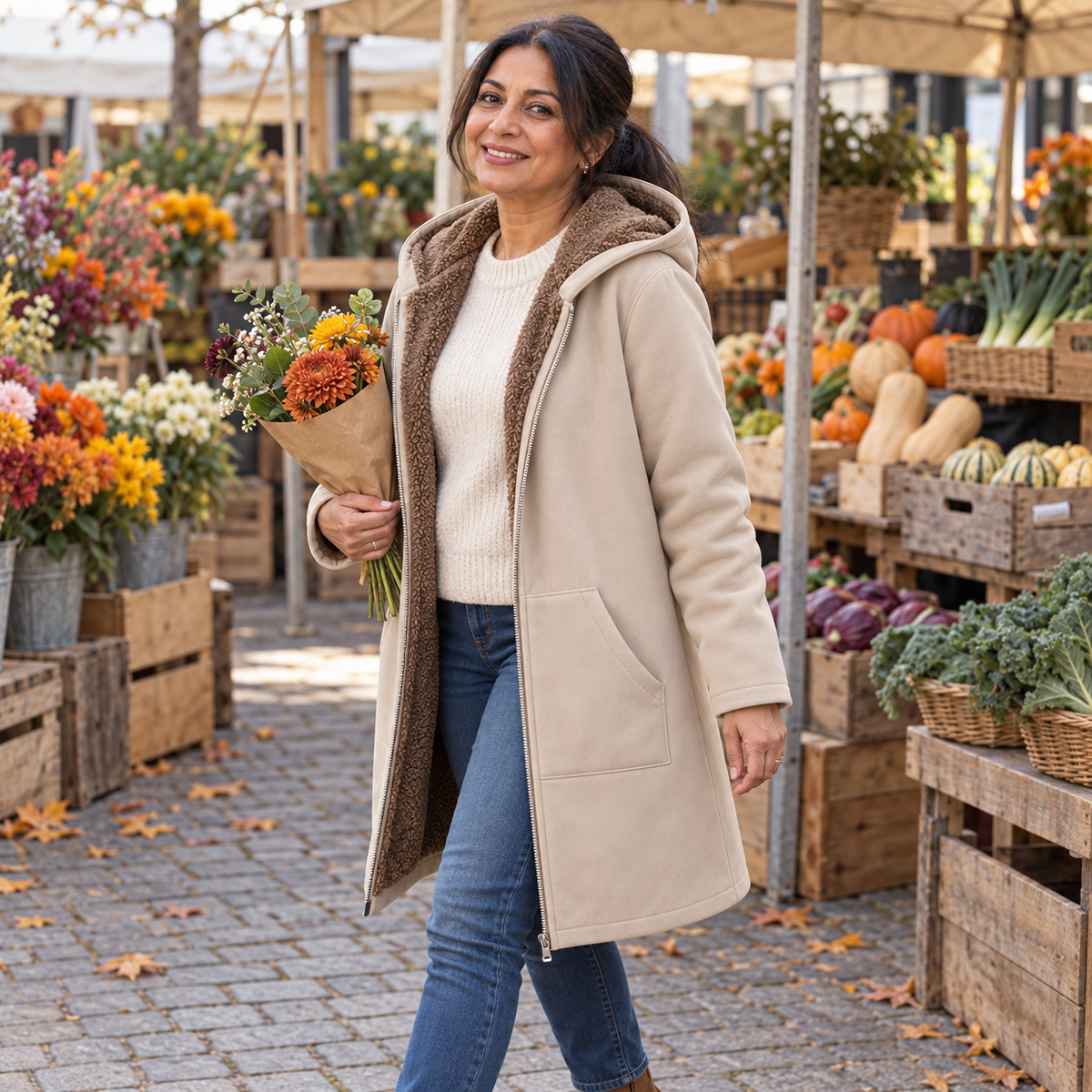 Lyra – Cozy Sherpa-Lined Hooded Coat