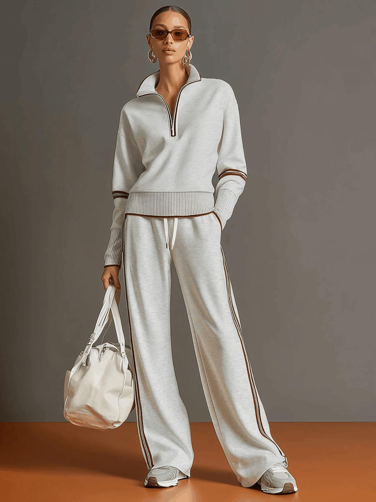 Mariel - Knit Lounge Set With Wide-Leg Pants