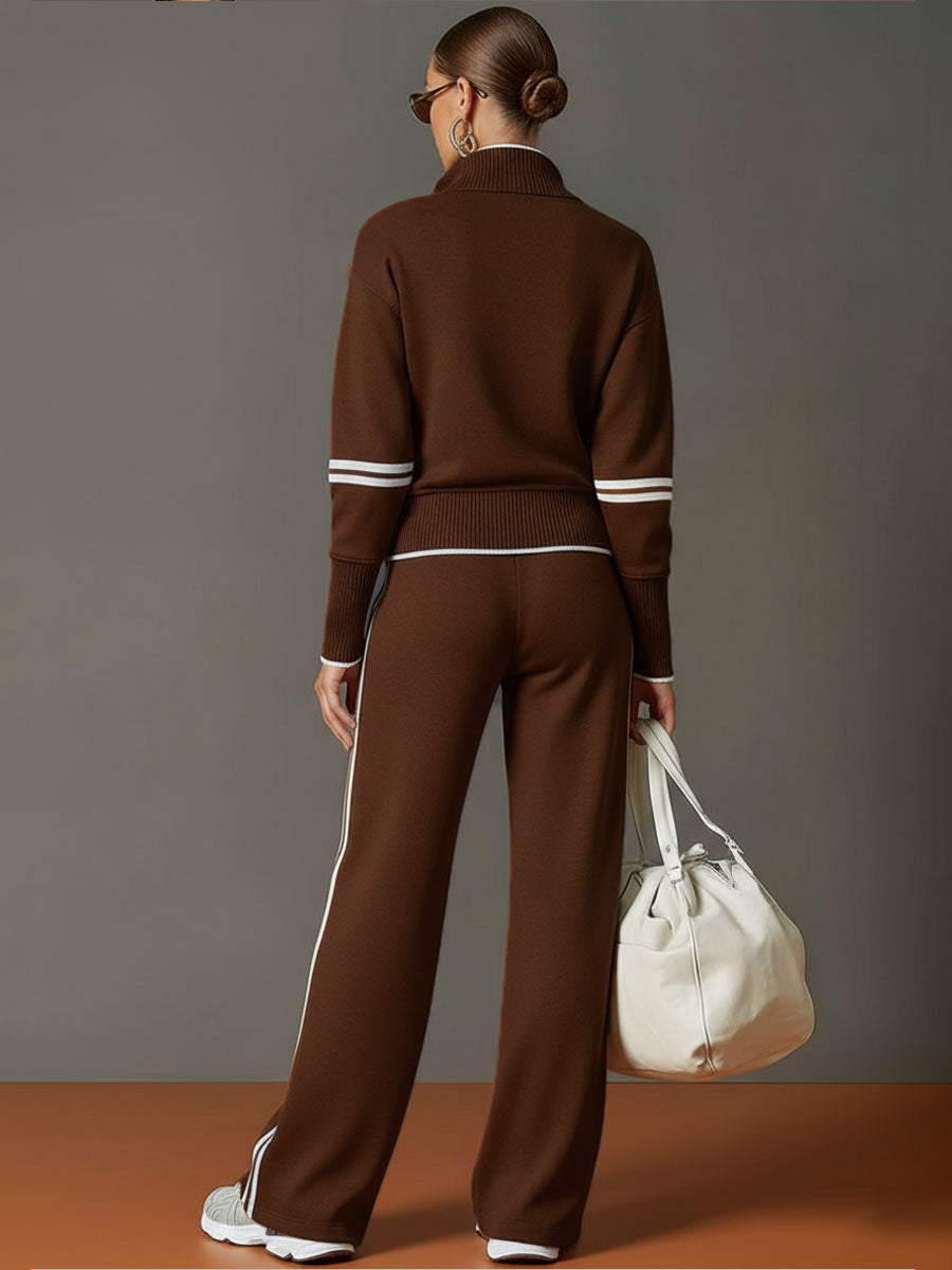 Mariel - Knit Lounge Set With Wide-Leg Pants