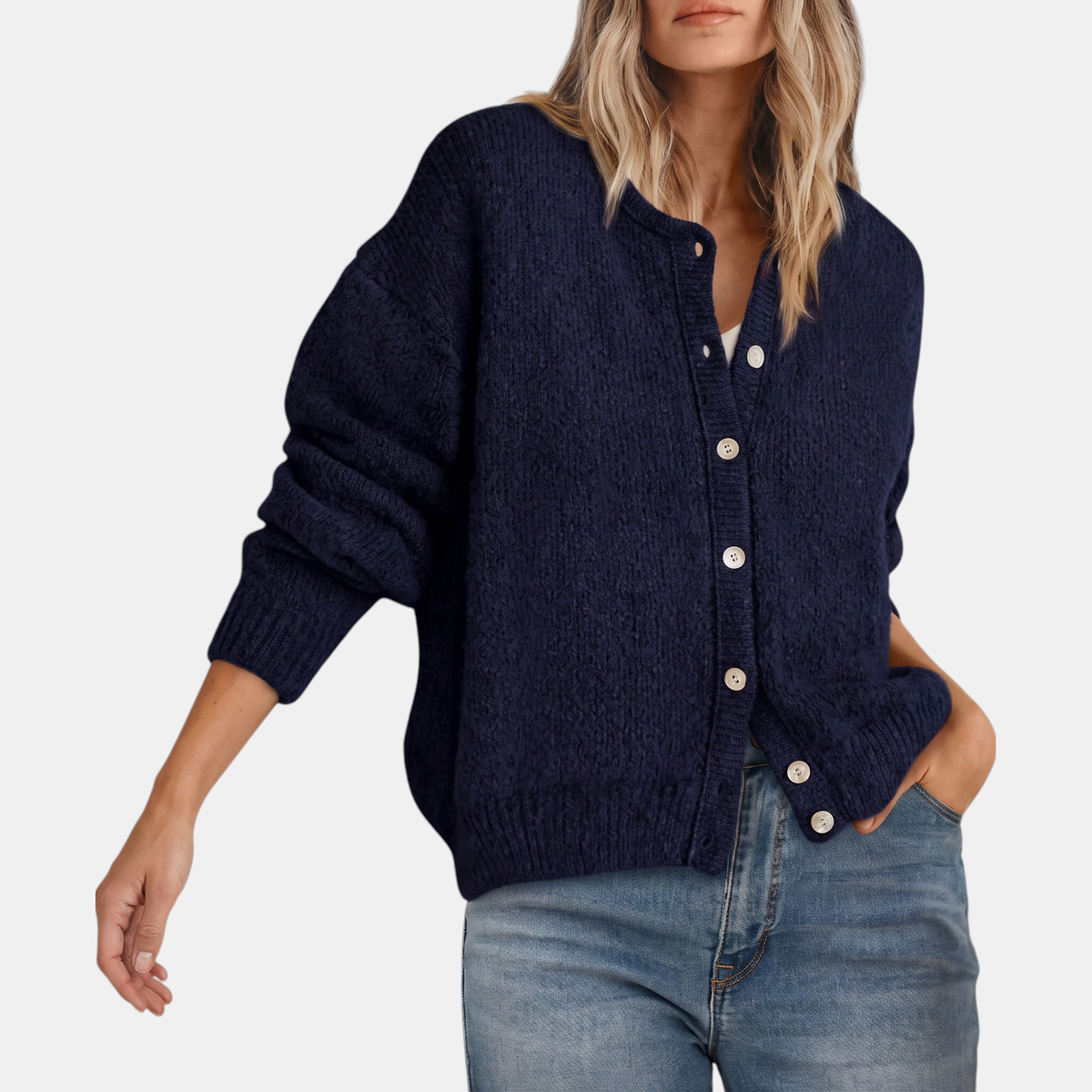 Indy – Relaxed Textured Button Cardigan