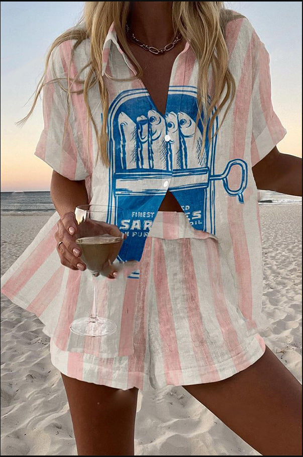 Ranah – Sardine Print Linen Short Set