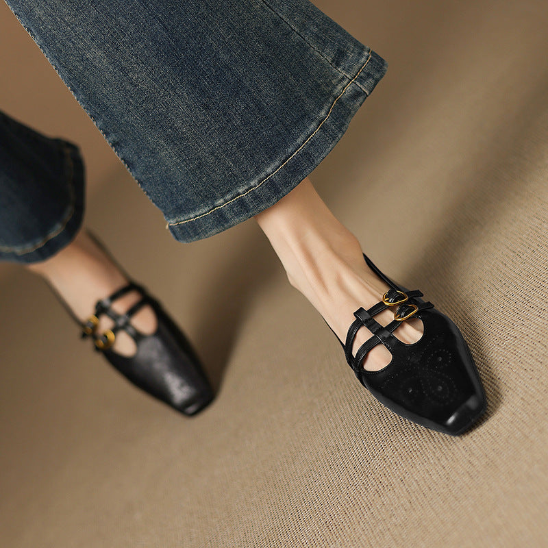 Rayne - Brogued Double-Strap Mary Jane Flat