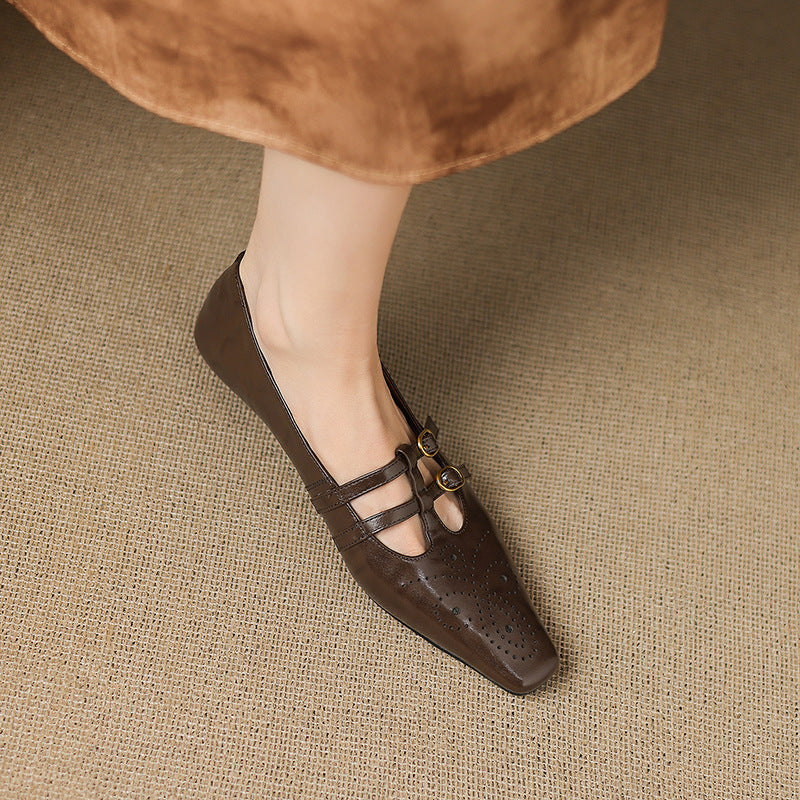 Rayne - Brogued Double-Strap Mary Jane Flat