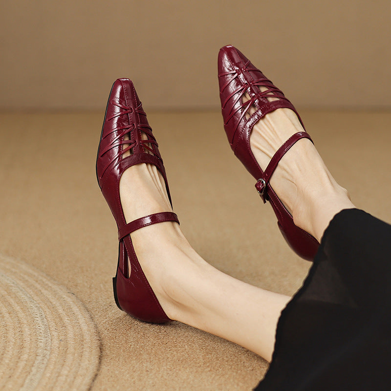 Lucia - Pointed Lattice-Cut Mary Jane Flat