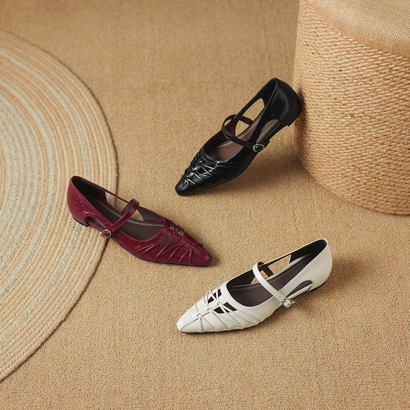 Lucia - Pointed Lattice-Cut Mary Jane Flat