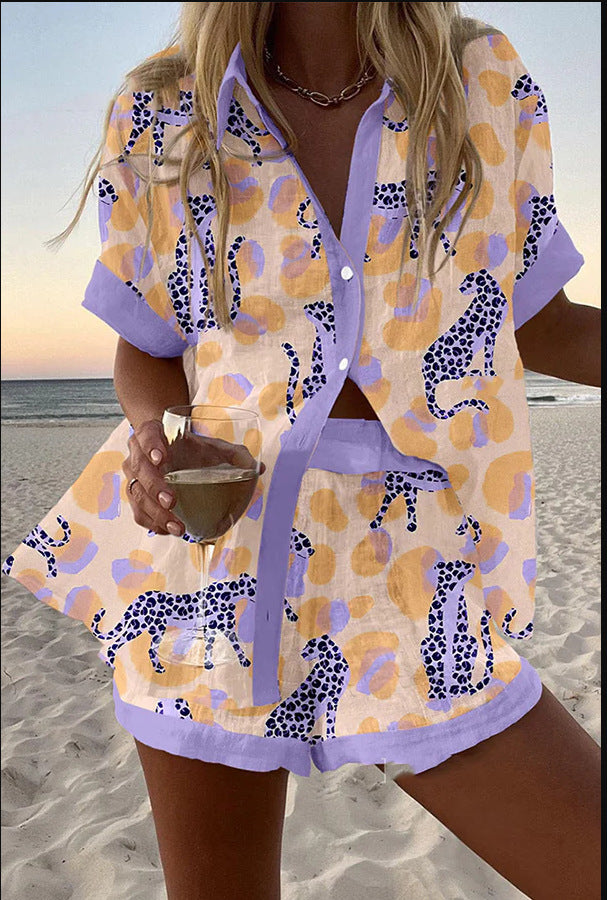 Camila – Leopard Print Linen Short Set
