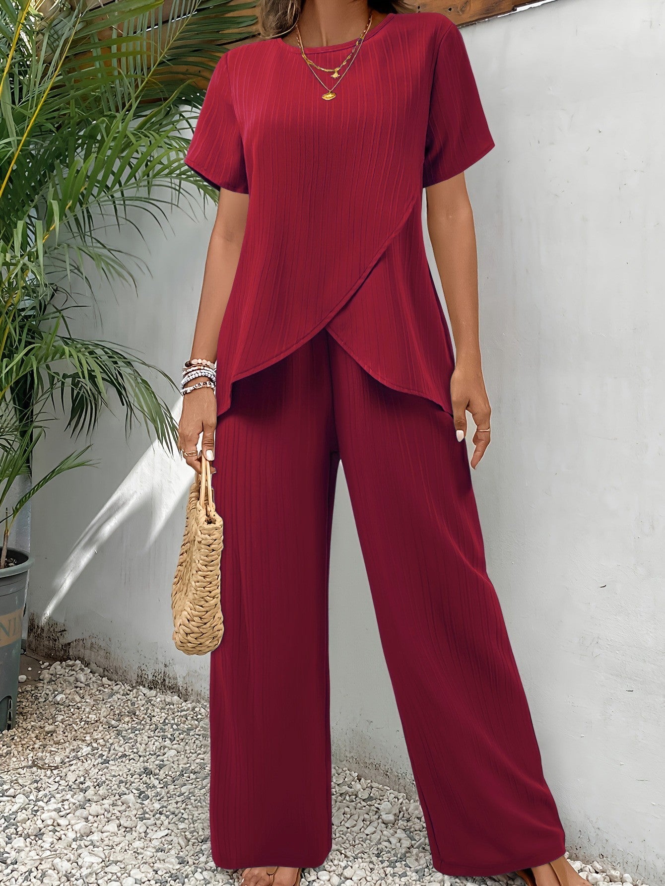 Abby - Elegant Comfort Two Piece Relaxed Wide Leg Set
