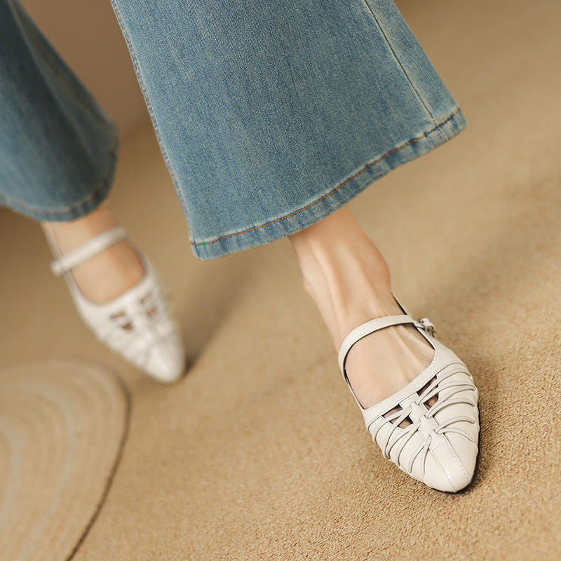 Lucia - Pointed Lattice-Cut Mary Jane Flat