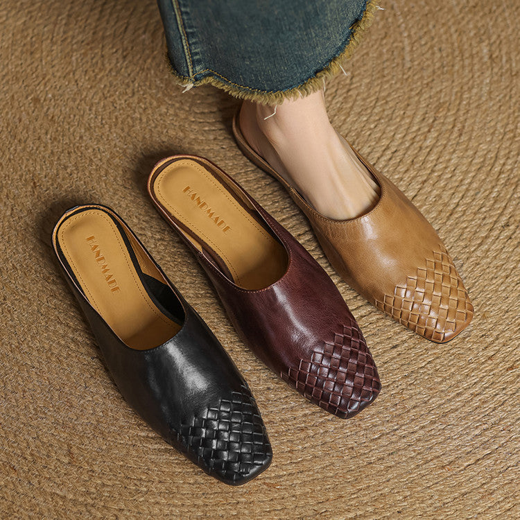 Mindy - Genuine Leather Square-Toe Sandals