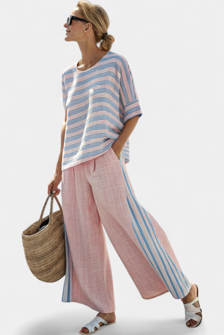 Mina – Elegant Blue Top and Soft Pants