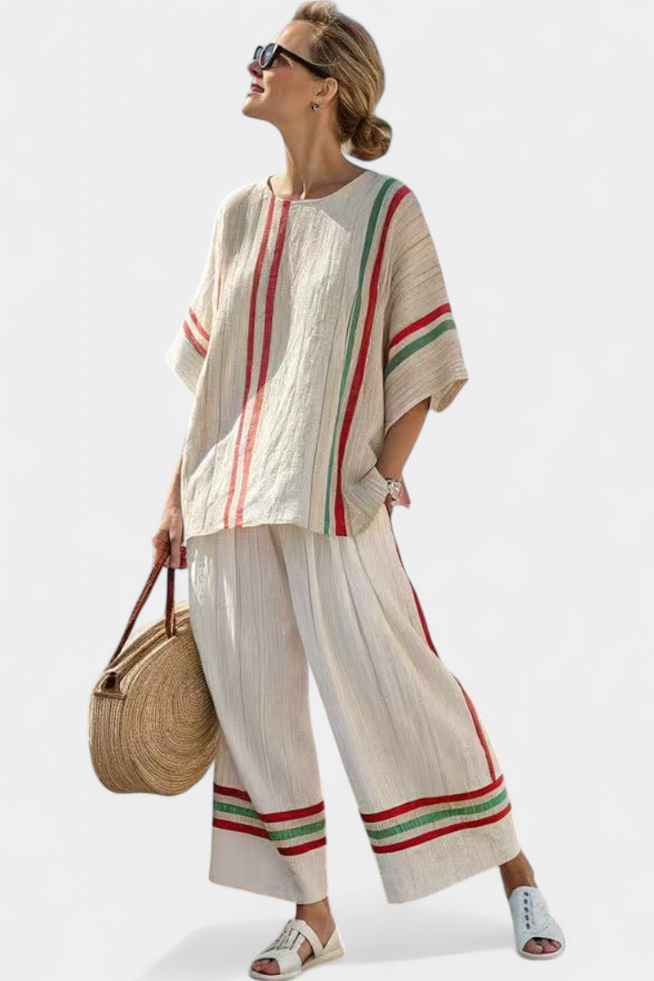 Marra – Boho Printed Blouse and Comfortable Wide-Leg Pants
