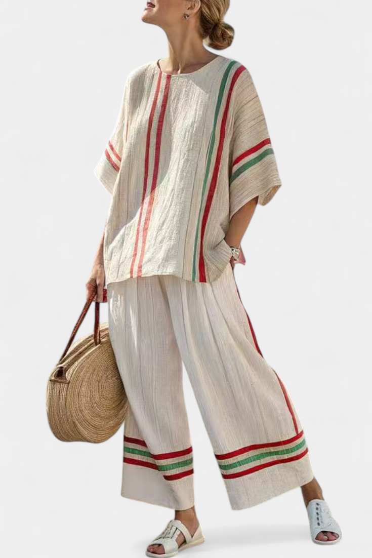Marra – Boho Printed Blouse and Comfortable Wide-Leg Pants