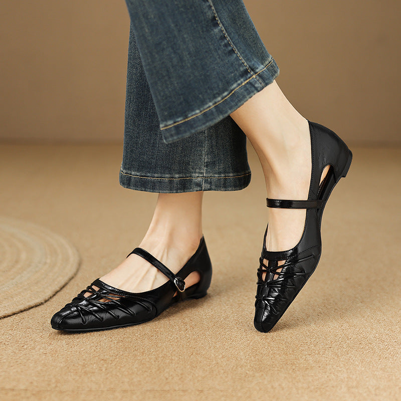 Lucia - Pointed Lattice-Cut Mary Jane Flat