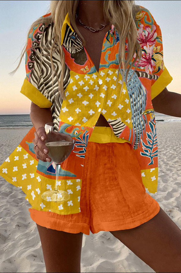 Rowah – Linen Short Set with Polka Dot Print