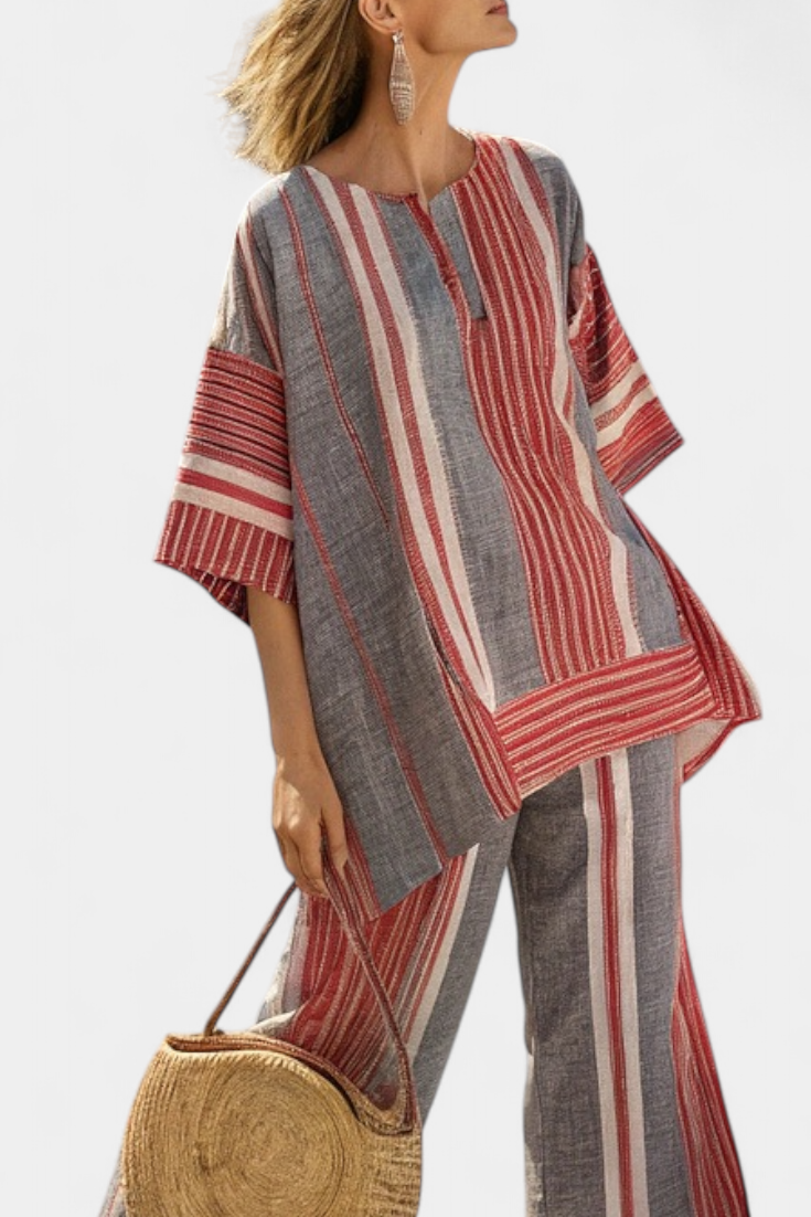 Celeste – Elegant Gray Top and Wide-Leg Pants