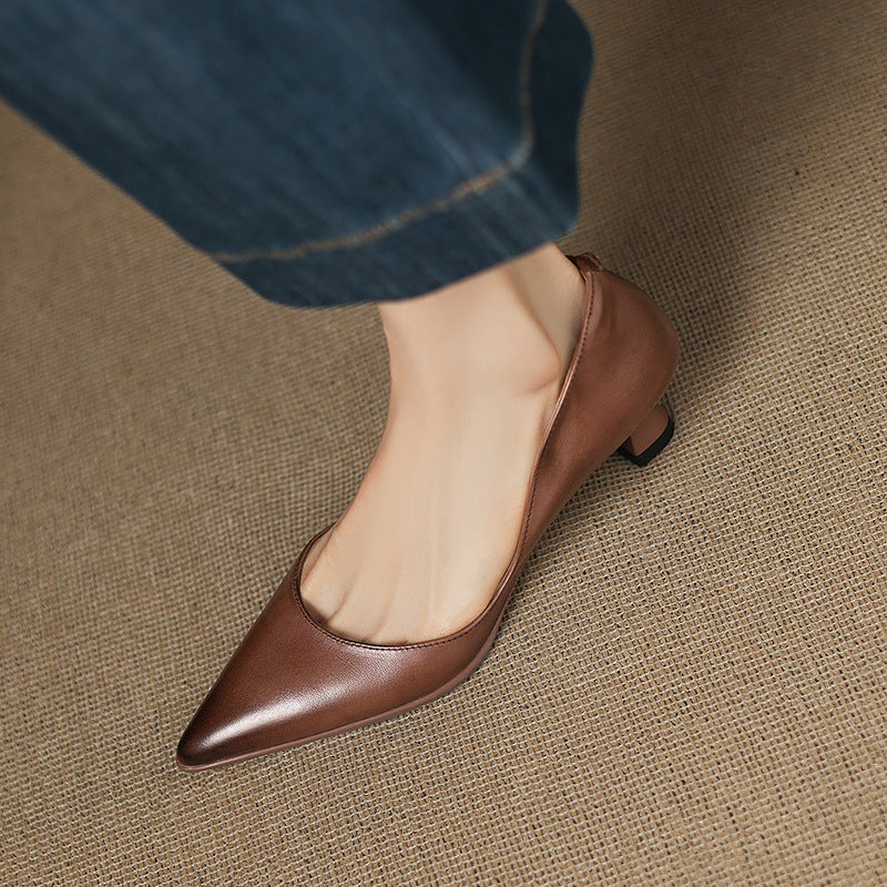 Carla - Leather Kitten Heels