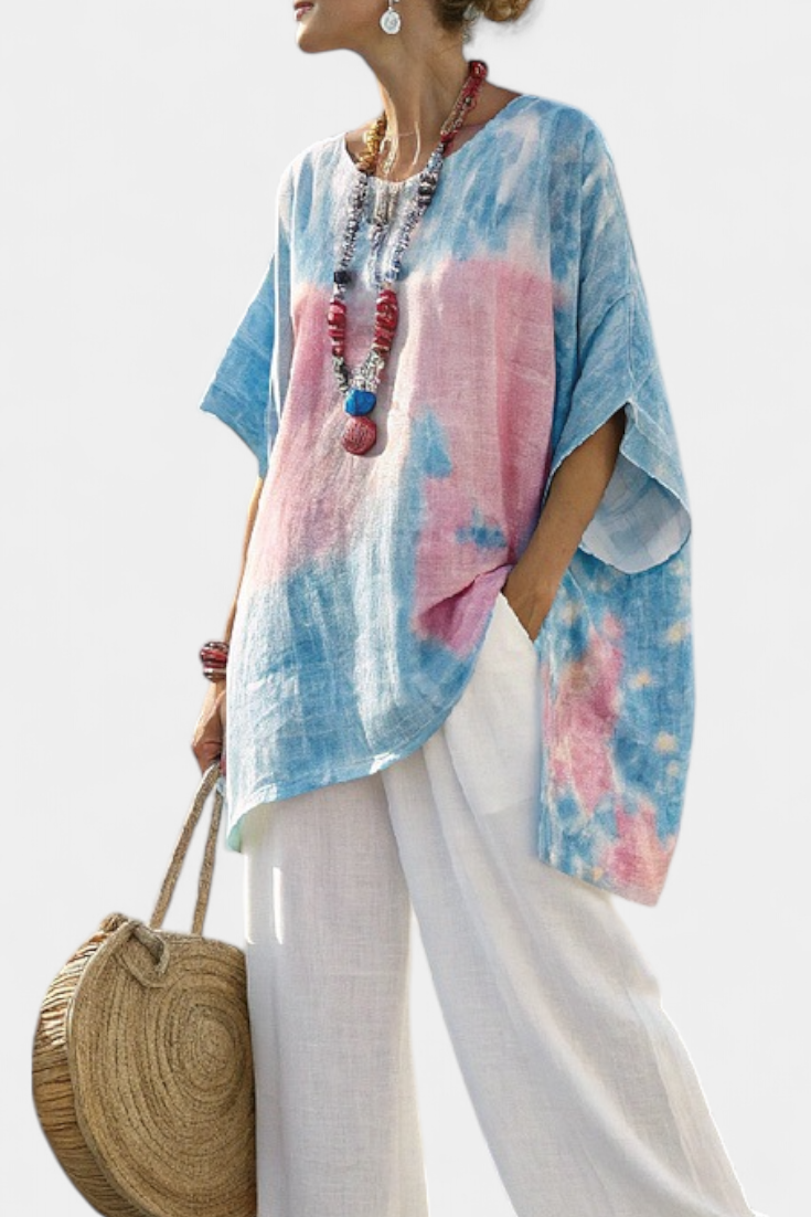 Tina – Essential Comfortable Linen Top and Bamboo Striped Pants