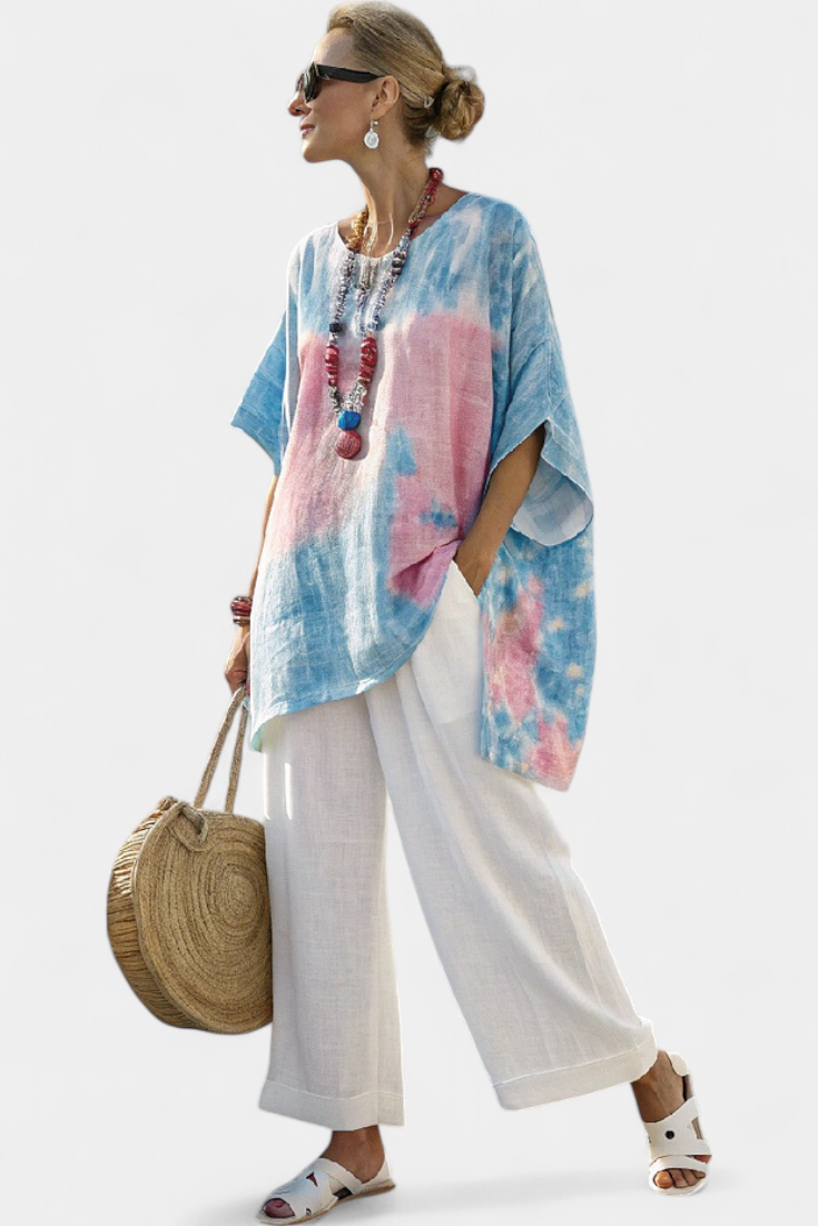 Tina – Essential Comfortable Linen Top and Bamboo Striped Pants