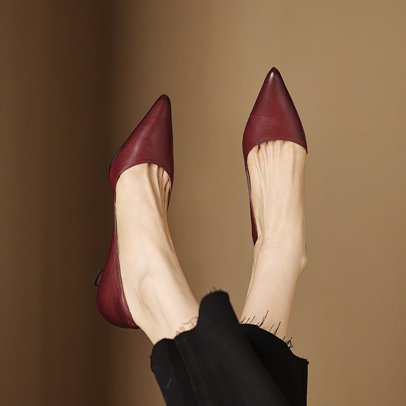 Shaina - Leather Kitten Heels