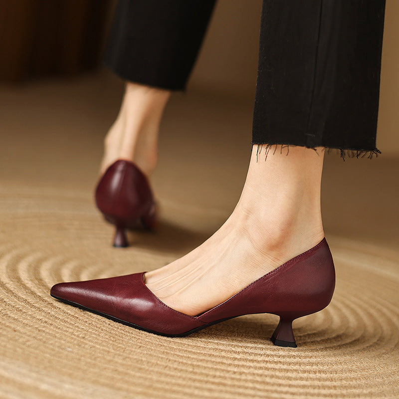 Shaina - Leather Kitten Heels