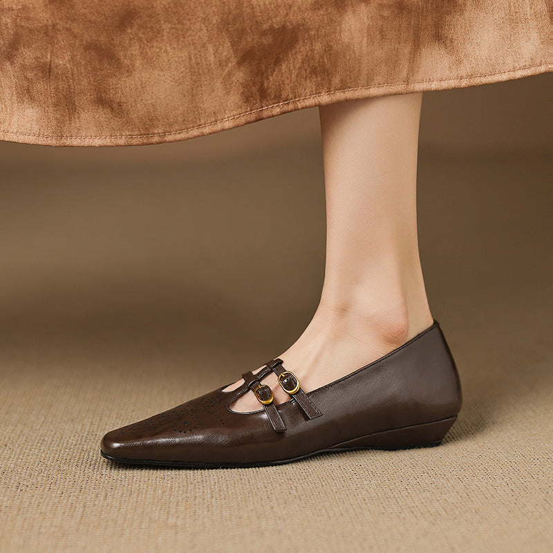 Rayne - Brogued Double-Strap Mary Jane Flat