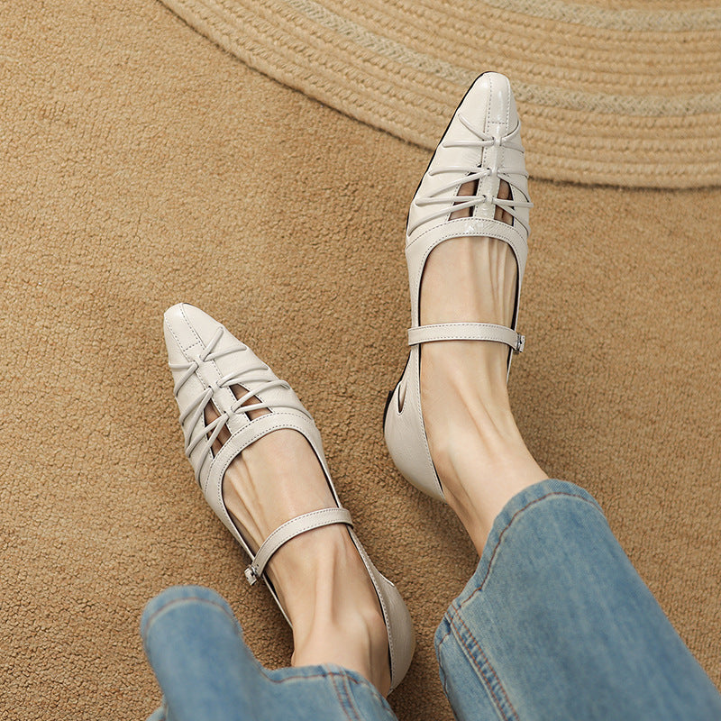Lucia - Pointed Lattice-Cut Mary Jane Flat