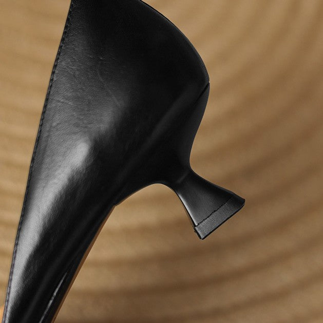 Shaina - Leather Kitten Heels